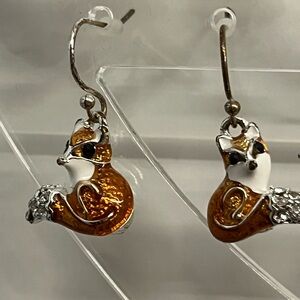 Kohl's Fox Earrings in Orange and White